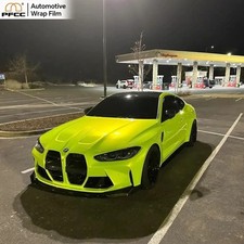 Electro Gloss Fluorescent Yellow Car Wrap 5ftx50ft PET Vinyl Film Self Adhesive picture