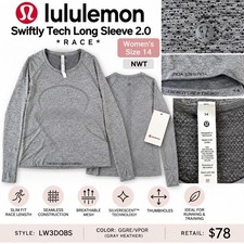 Lululemon Women Gray Swiftly Tech Long Sleeve 2.0 Race Length Shirt 14 picture