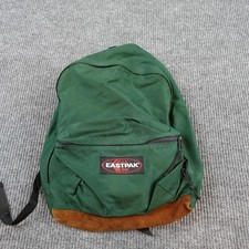 Vintage Eastpak Green Backpack Brown Suede Bottom Made USA Soft Case picture