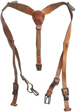 Original Czech Army Y-Strap leather suspenders harness Military Suspenders  picture