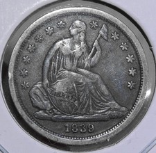 1839 Seated Liberty Dime, Choice Very Fine, Early Type Coin   0923-04 picture