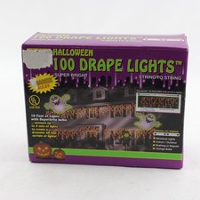 NEW Vtg Atico 100ct Halloween Drape Lights | Indoor/Outdoor | Orange Bulbs 10ft picture