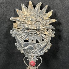 Spanish Colonial Bronze Shawl Pin 17th-18thC Sun Moon Celestial Tupu picture