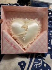 Hortense B Hewitt Co Ivory Satin Heart Shape Ring Pillow picture