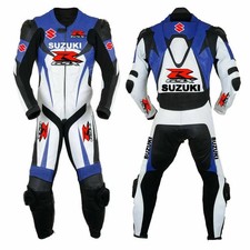 Men’s Suzuki GSXR Leather Racing Suit 1-Piece Motorcycle Track Suit CE Approved picture
