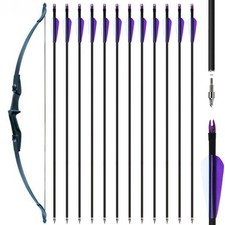 Archery Recurve Bow and Arrows Set 57 in Takedown Bow 12Pcs 30“ Fiberglass Arrow picture