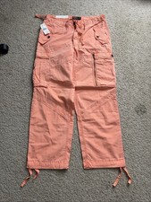 2000s Polo Ralph Lauren Deadstock NWT Peach Military Cargo Parachute Pants 32x30 picture