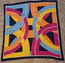 Vintage Ginnie Johansen Silk Scarf Large Square Geometric Rope Pattern picture
