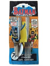 RARE Vintage 1966 Batman Robin Spoon & Fork Stainless Silverware Set On Card NEW picture