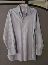 Armani Collezioni Men's Blue/Red Striped Cotton Dress Shirt 17 Long Sleeve picture