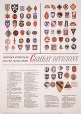 WW2 Poster Shoulder Insignia US Army Combat division Patch print wall art WWII picture