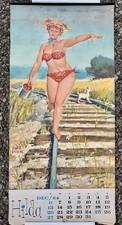 Vintage 1964 1965 Hilda Pin Up Calendar Duane Bryers Arts Glass Tacoma WA picture