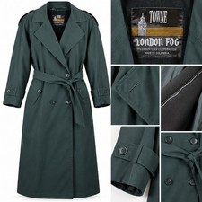 London Fog Vintage 80 Towne Trench Coat Women 6 Reg Green Double Breasted Belted picture