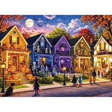 Halloween Suburb Scene 500 Piece Jigsaw Puzzle for Adults picture