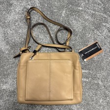 Tignanello Tan Genuine Leather Crossbody Bag Small Zip Shoulder Purse  picture