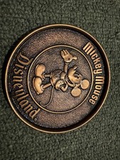 Vintage WALT DISNEYLAND Coasters  Bronze Metal Set 4 Mickey Mouse Disney picture