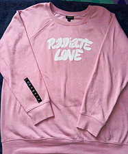 Torrid Pink Fleece Crewneck Pullover Sweatshirt Graphic Print Love 0X picture