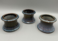 Set Of 3 BILL CAMPBELL Drip Glaze Votive Candle Holders Artist Signed picture