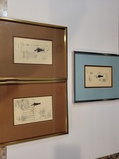 Vintage MJ Blakebrough Art Studio North Black Cat Print Lot Signed Framed Decor picture
