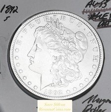 1892-S GEM AU+++ AMAZING SHARP MONSTER KEY DATE U.S. MORGAN DOLLAR. WOW picture