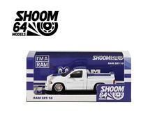 SHOOM64 2003 Dodge Ram SRT-10 Pickup White with Blue Racing Stripes 1/64 picture
