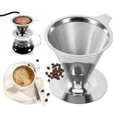 Pour Over Coffee Dripper Slow Drip Paperless Coffee Filter Double Mesh Stainless picture