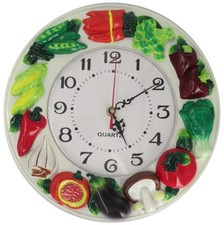 Hand Painted Imitation Wooden Wall Clock Vegetables Multi Color picture