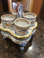 French Faience Fourmaintraux Brothers 1863-1900 hand painted Egg Cruet picture