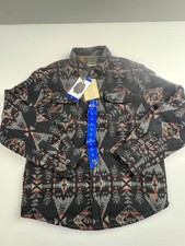 JACHS New York Jacket Mens Large Black Wool Blend Sherpa Lined Tribal Pattern picture