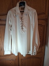 Scully Mens Shirt M Rangewear Leather Lace Up Placket Poplin Western Cowboy picture