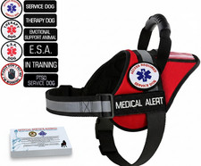 Medical Alert Service Dog Harness Vest PTSD Handle ID Pocket Mesh + 10 ADA Cards picture