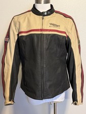 TRIUMPH Jacket Mens sz.46/M Armored Leather Motorcycle Quilted Zip out Lining picture