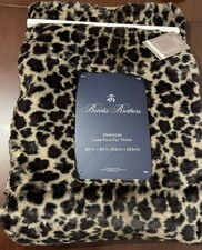 Brooks Brothers Oversized Luxe Faux Fur Throw Blanket 60in X 80in Brown Leopard picture