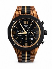 Avant Wood Explorer S Men's 44mm Zebra Wood Black Steel Quartz Chronograph Watch picture