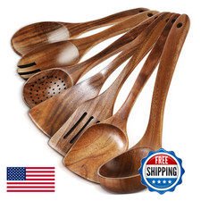 Gianabor Wooden Spoons For Cooking - 7 Pieces Wooden Kitchen Utensils Set picture