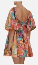Zimmermann Dress Lola Linen Floral Mini Dress Puff Sleeve Size US 8 picture
