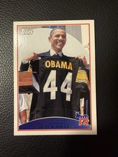 RARE 2009 Topps SSP PHOTO VARIANT #44 JERSEY BARACK OBAMA STEELERS President picture