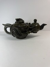 Antique Chinese Carved Censer Dragon Assassins Teapot Foo Dog Double Bowl BB1 picture