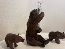 Collection of 4 Antique Swiss Black Forest Carved Wood Bears picture