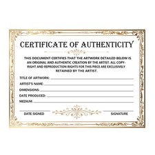 Certificate of Authenticity Certificates,5 x 7 Inch Art Collectible Authentic... picture