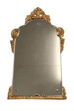 Antique Victorian Gold Arched Wood Framed Wall Mirror Ornate Floral Carving Vtg picture