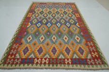 7x10 ft Multicolor Kilim Afghan Handmade Wool Area Rug picture