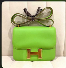 HERMÈS Constance Mini Green Leather Crossbody Bag Gold Hardware picture