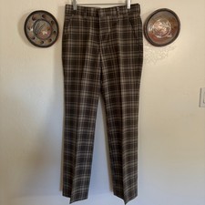 Vintage 70's Farah Men's Brown Plaid Trousers picture