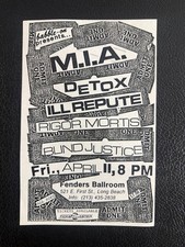 Vintage Ill Repute MIA Detox Punk Concert Flyer Fenders Ballroom Long Beach 1986 picture