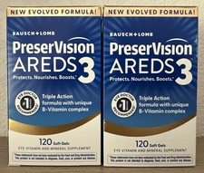 PreserVision AREDS3 Vitamin & Mineral Supplement 120 Count Soft Gels Lot of 2 picture