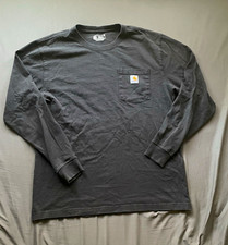 Carhartt Men's Black Loose Fit Long Sleeve Crew Neck Pocket Tee Size M picture