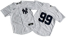 ​​Tariffs​ Free YOUTH'S Yankees #99 Aaron Judge White Stripe Cool Base Jersey. picture