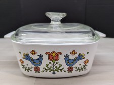VTG 1975 Corning Ware Country Festival 1.5 Qt Casserole A-1 1/2 Pyrex Lid 