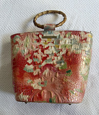 Brahmin Multicolor Floral Satchel Top Handle Zip Lined Gold Hardware picture